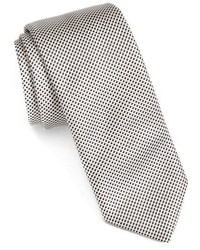 schwarze Seidekrawatte mit geometrischem Muster