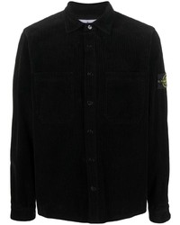 schwarze Shirtjacke aus Cord von Stone Island