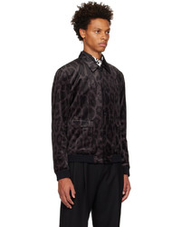 schwarze Shirtjacke aus Samt mit Leopardenmuster von Hugo