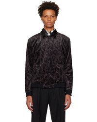 schwarze Shirtjacke aus Samt mit Leopardenmuster von Hugo
