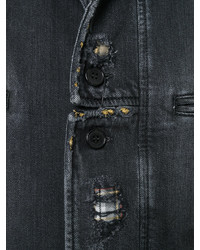 schwarze Shirtjacke mit Destroyed-Effekten von Saint Laurent