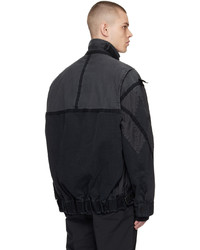 schwarze Shirtjacke mit Fischgrätenmuster von Sacai