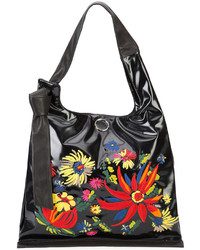 schwarze Shopper Tasche aus Leder mit Blumenmuster von 3.1 Phillip Lim