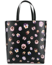 schwarze Shopper Tasche aus Leder mit Blumenmuster von Christopher Kane