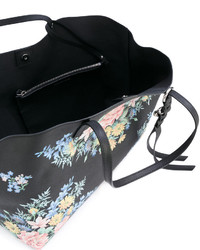 schwarze Shopper Tasche aus Leder mit Blumenmuster von Alexander McQueen