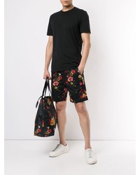 schwarze Shopper Tasche aus Leder mit Blumenmuster von Loveless