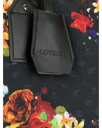 schwarze Shopper Tasche aus Leder mit Blumenmuster von Loveless