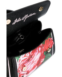 schwarze Shopper Tasche aus Leder mit Blumenmuster von Dolce & Gabbana