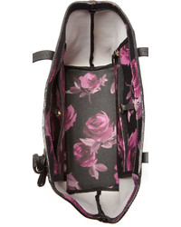 schwarze Shopper Tasche aus Leder mit Blumenmuster von Kate Spade