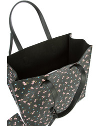 schwarze Shopper Tasche aus Leder mit Blumenmuster von Givenchy