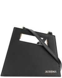 schwarze Shopper Tasche aus Leder mit geometrischem Muster von Jacquemus