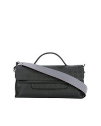 schwarze Shopper Tasche aus Leder mit Hahnentritt-Muster
