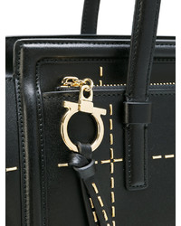 schwarze Shopper Tasche aus Leder mit Karomuster von Salvatore Ferragamo