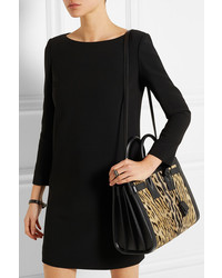 schwarze Shopper Tasche aus Leder mit Leopardenmuster von Saint Laurent