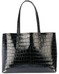 schwarze Shopper Tasche aus Leder mit Reliefmuster von Aspinal of London
