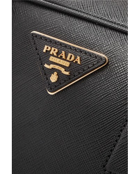 schwarze Shopper Tasche aus Leder mit Reliefmuster von Prada