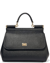 schwarze Shopper Tasche aus Leder mit Reliefmuster von Dolce & Gabbana