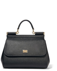 schwarze Shopper Tasche aus Leder mit Reliefmuster von Dolce & Gabbana