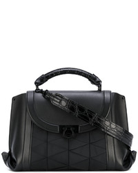 schwarze Shopper Tasche aus Leder mit Reliefmuster von Salvatore Ferragamo