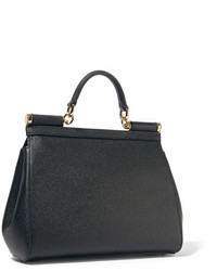 schwarze Shopper Tasche aus Leder mit Reliefmuster von Dolce & Gabbana