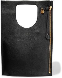 schwarze Shopper Tasche aus Leder mit Reliefmuster von Tom Ford