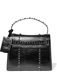 schwarze Shopper Tasche aus Leder mit Reliefmuster von Valentino