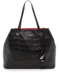 schwarze Shopper Tasche aus Leder mit Schlangenmuster von Diane von Furstenberg