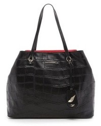schwarze Shopper Tasche aus Leder mit Schlangenmuster von Diane von Furstenberg