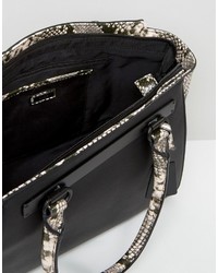 schwarze Shopper Tasche aus Leder mit Schlangenmuster von Aldo