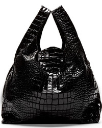 schwarze Shopper Tasche aus Leder mit Schlangenmuster von Maison Martin Margiela