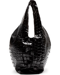 schwarze Shopper Tasche aus Leder mit Schlangenmuster von Maison Martin Margiela