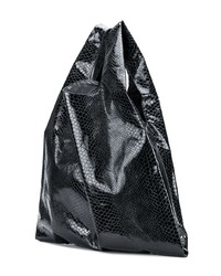 schwarze Shopper Tasche aus Leder mit Schlangenmuster von MM6 MAISON MARGIELA