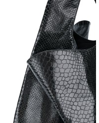 schwarze Shopper Tasche aus Leder mit Schlangenmuster von MM6 MAISON MARGIELA