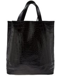 schwarze Shopper Tasche aus Leder mit Schlangenmuster