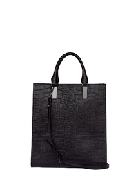 schwarze Shopper Tasche aus Leder mit Schlangenmuster von SILVIO TOSSI