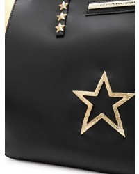 schwarze Shopper Tasche aus Leder mit Sternenmuster von Marc Ellis