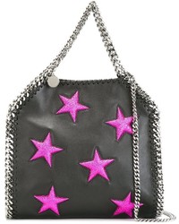 schwarze Shopper Tasche aus Leder mit Sternenmuster von Stella McCartney