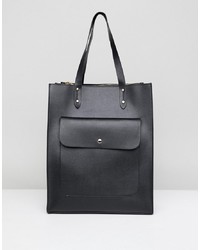 schwarze Shopper Tasche aus Leder von ASOS DESIGN