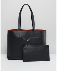 schwarze Shopper Tasche aus Leder von ASOS DESIGN