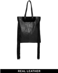 schwarze Shopper Tasche aus Leder von Asos