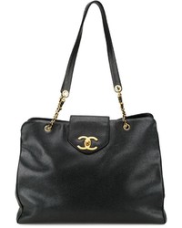 schwarze Shopper Tasche aus Leder von Chanel