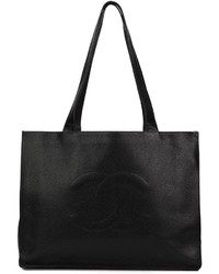 schwarze Shopper Tasche aus Leder von Chanel