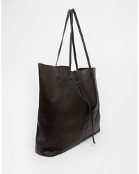 schwarze Shopper Tasche aus Leder von Asos