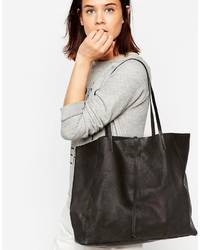 schwarze Shopper Tasche aus Leder von Asos