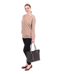 schwarze Shopper Tasche aus Leder von EMILY & NOAH