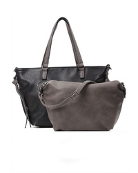 schwarze Shopper Tasche aus Leder von EMILY & NOAH