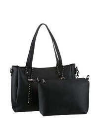 schwarze Shopper Tasche aus Leder von Emma & Kelly