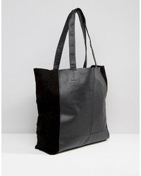 schwarze Shopper Tasche aus Leder von Warehouse