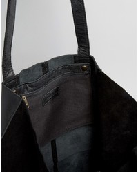 schwarze Shopper Tasche aus Leder von Warehouse