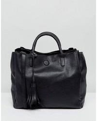 schwarze Shopper Tasche aus Leder von Oasis